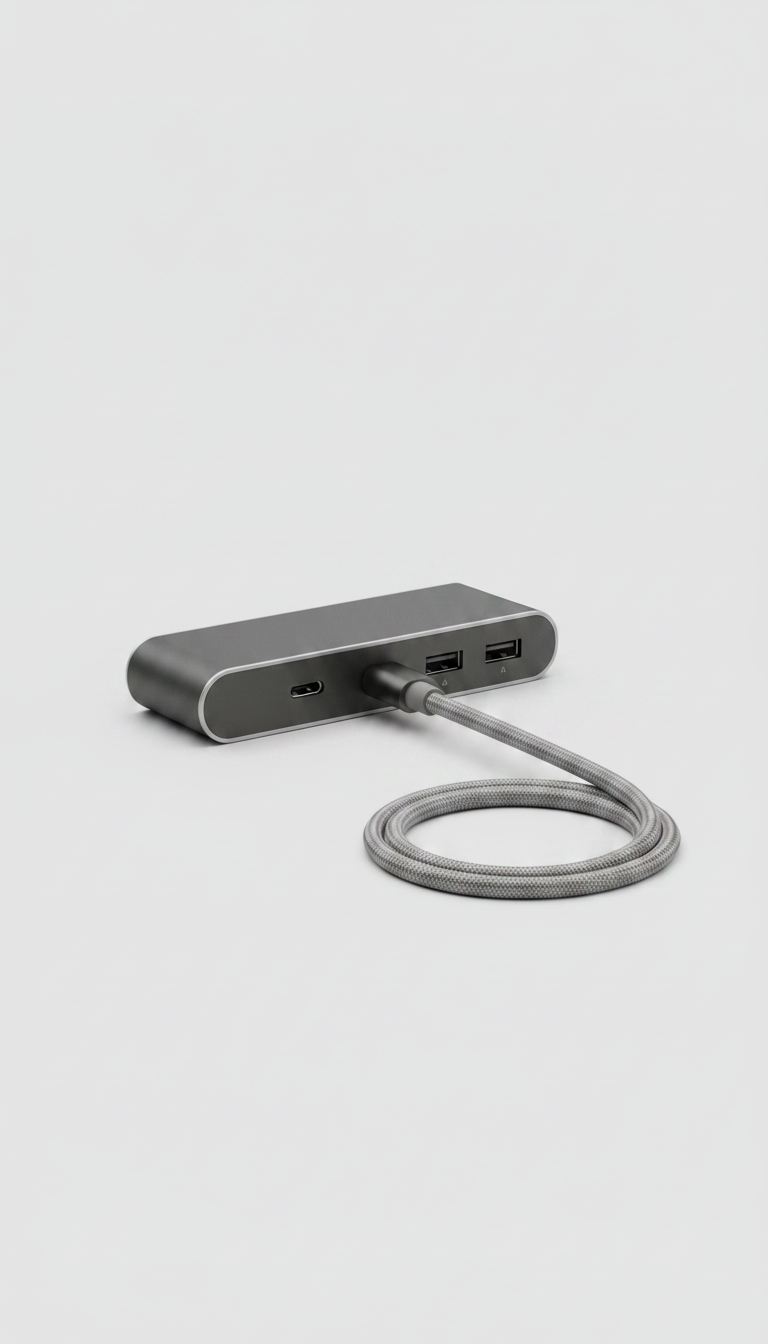 Alternate angle view of USB-C hub with seven ports