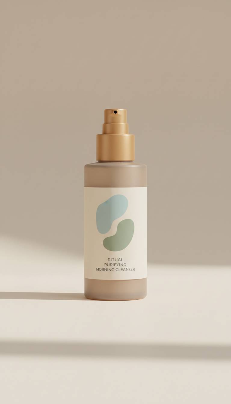 Lightwell Ritual Purifying Morning Cleanser, Hero angle is 3/4 view for dimensionality—product centered with ample...