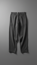 Graphite shadow loose-fit linen pants, Default: 3/4 angle on body form or model, garments arranged to highlight layering...