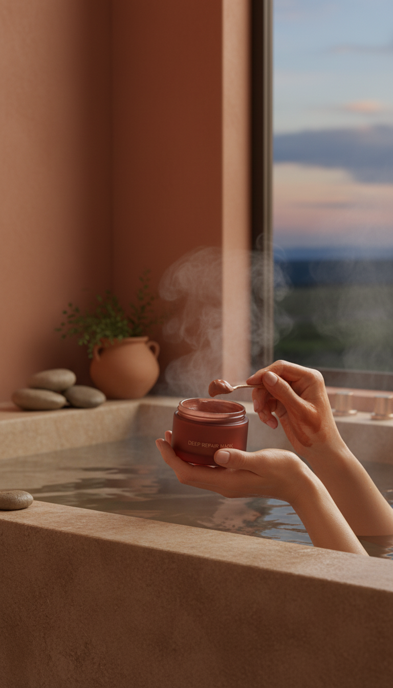 Deep Repair Hair Mask Jar in use
